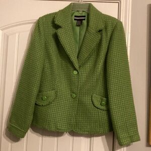 Green Textured Women's Blazer